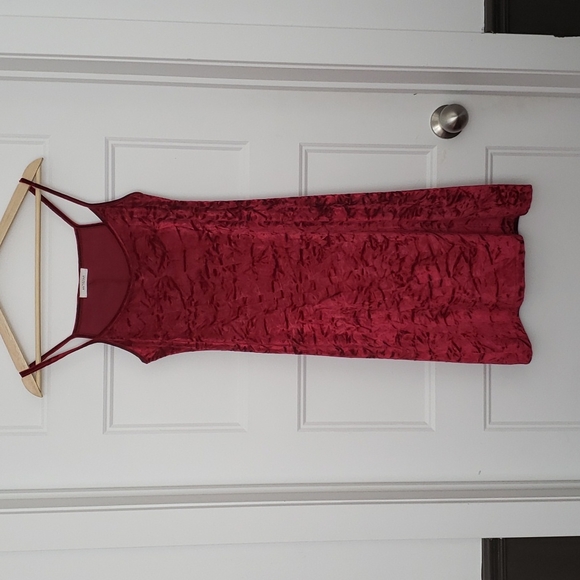 Vintage Crushed Velvet Mini-dress - Size M - Cherry Red - Picture 1 of 5
